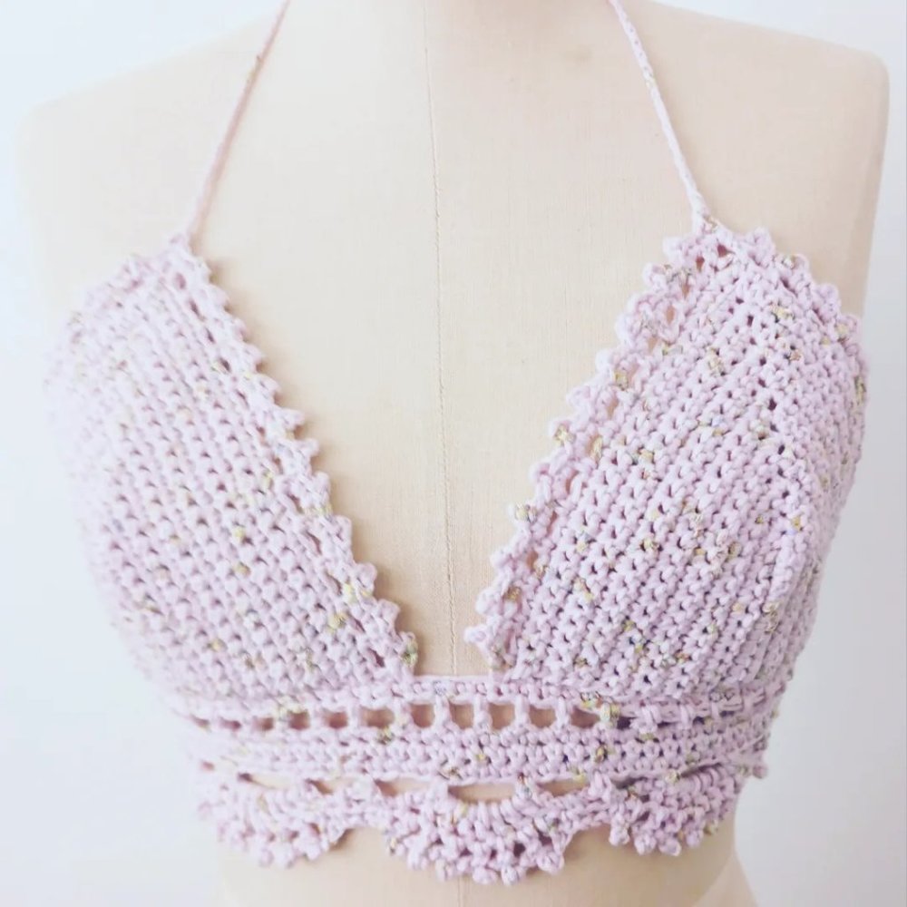 Handmade Crochet Bralette pink